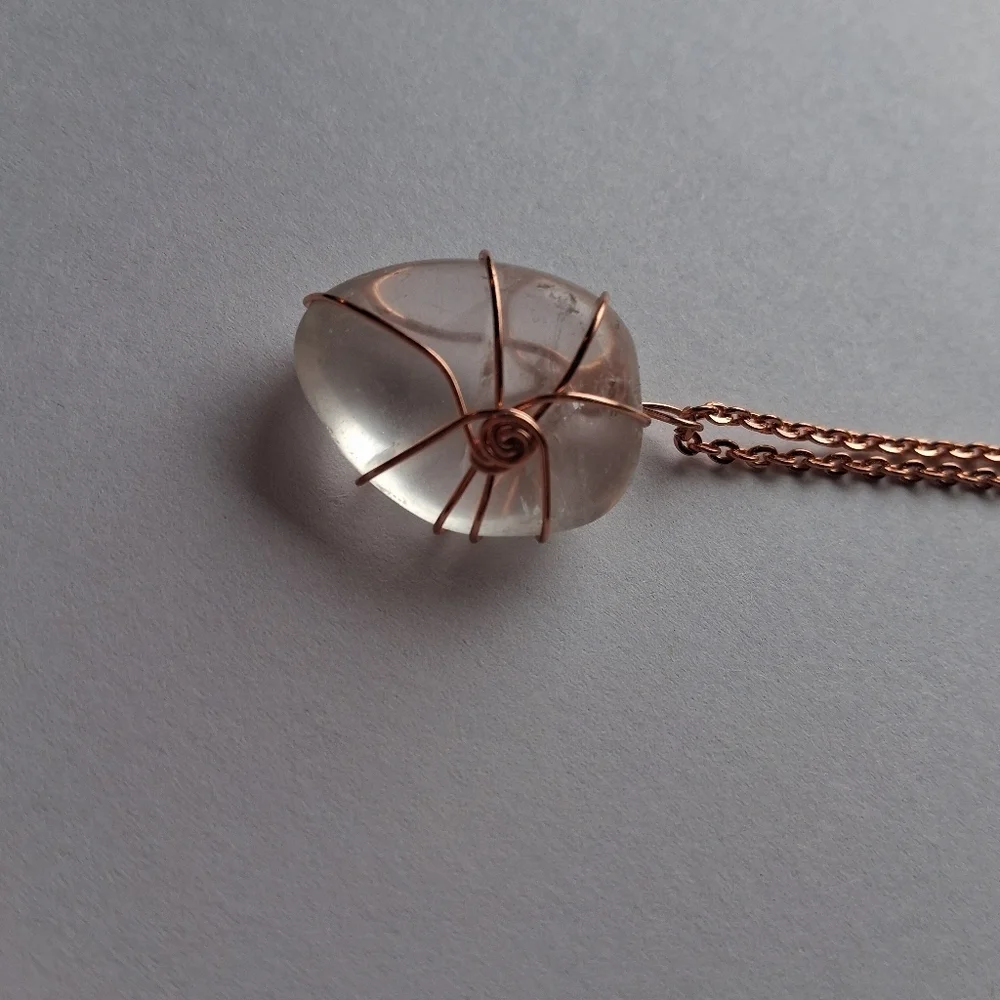 Rose Gold Wire Wrapped Pendant Necklace